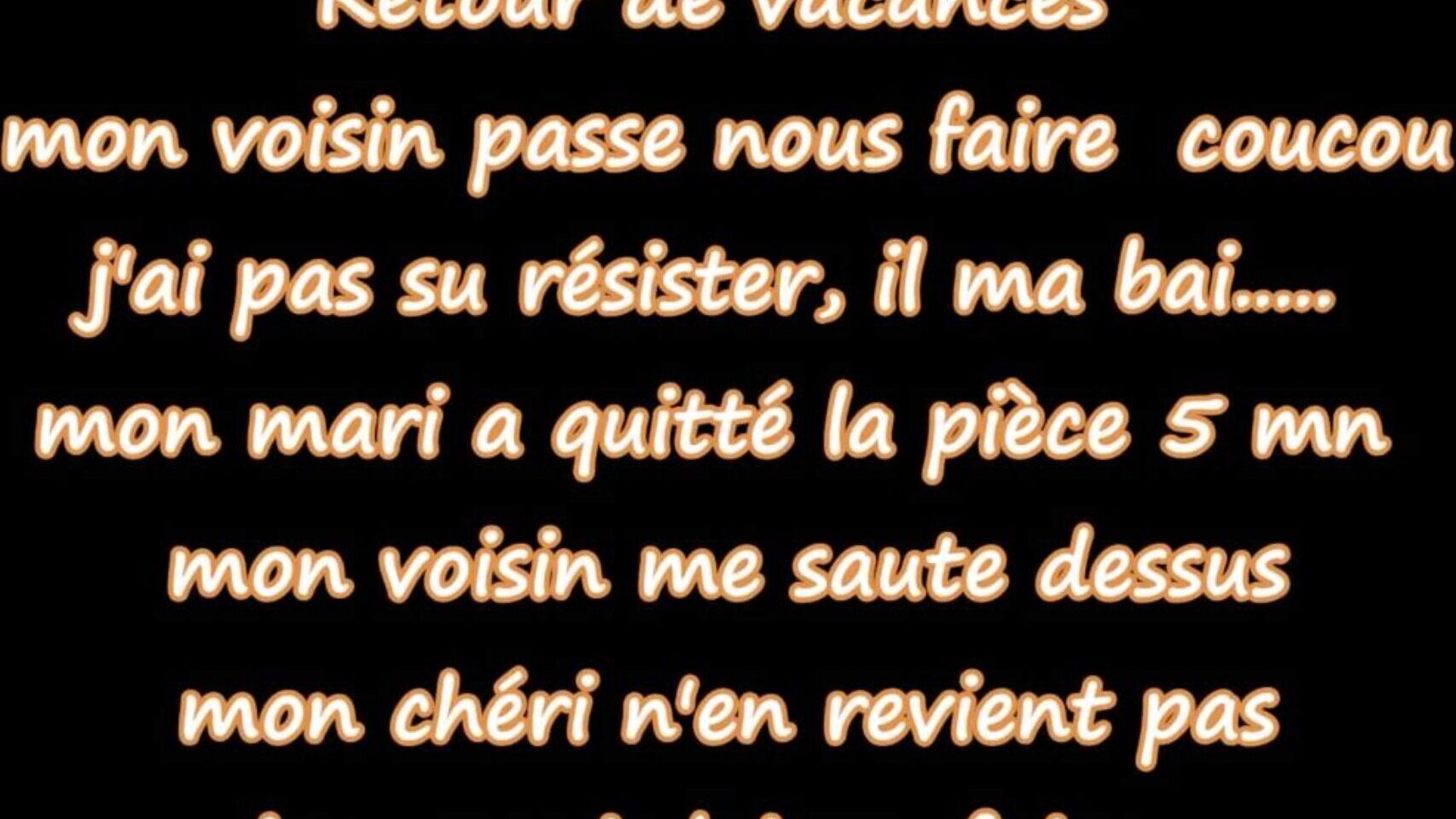 Infidele je craque quand le voisin e Notre voisin e nous faire coucou, je craque mon mari a à peine quitté la pièce two min je le caresse..et il me prend sous les yeux mon homme.
