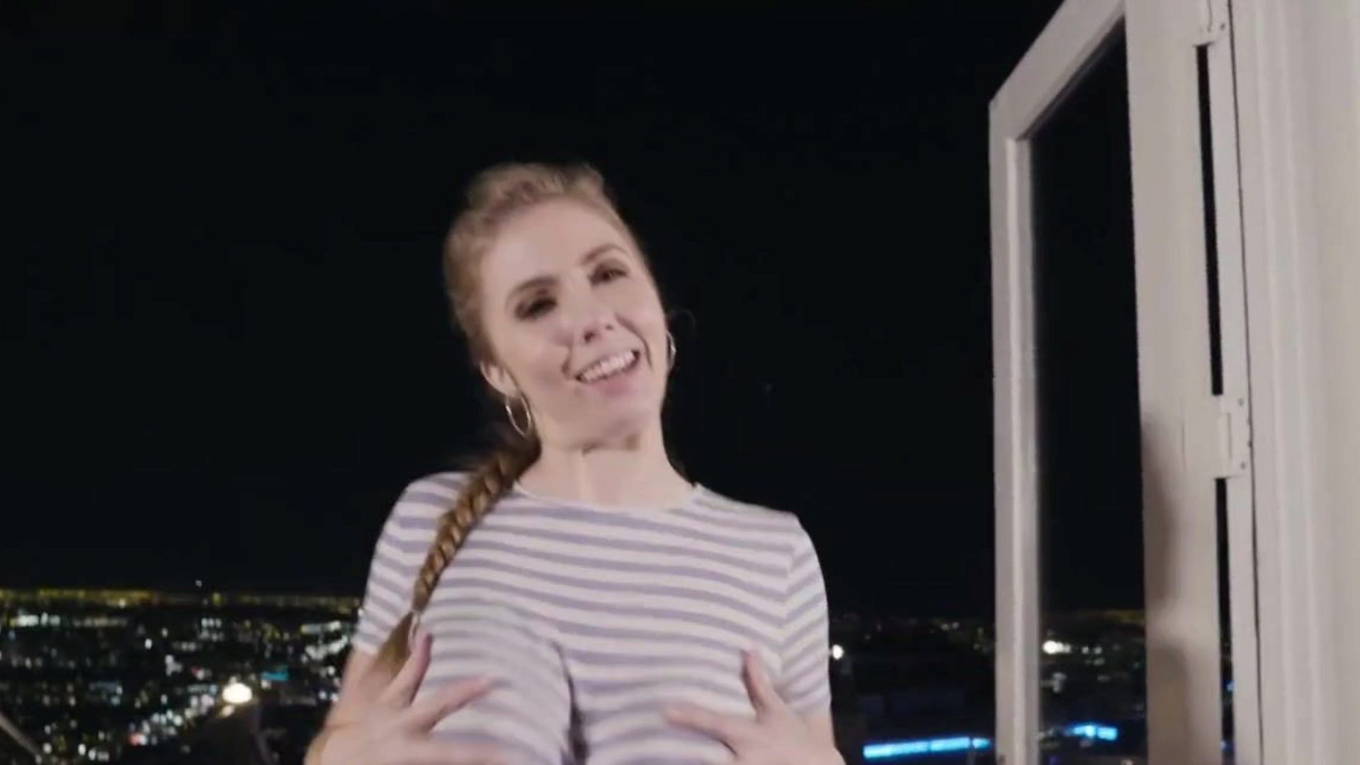 ADULT TIME Lena Paul & Joanna Angel Cumswapping Threesome over L.A. Skyline